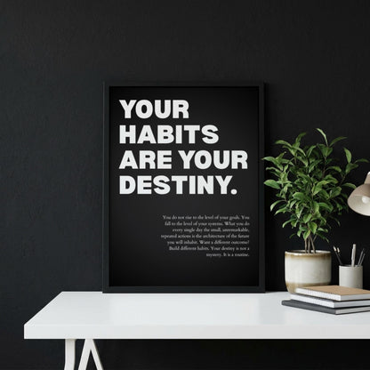 Your Habits Are Your Destiny Poster | Powerful Motivational Wall Art | Success Quote | Modern Office Decor