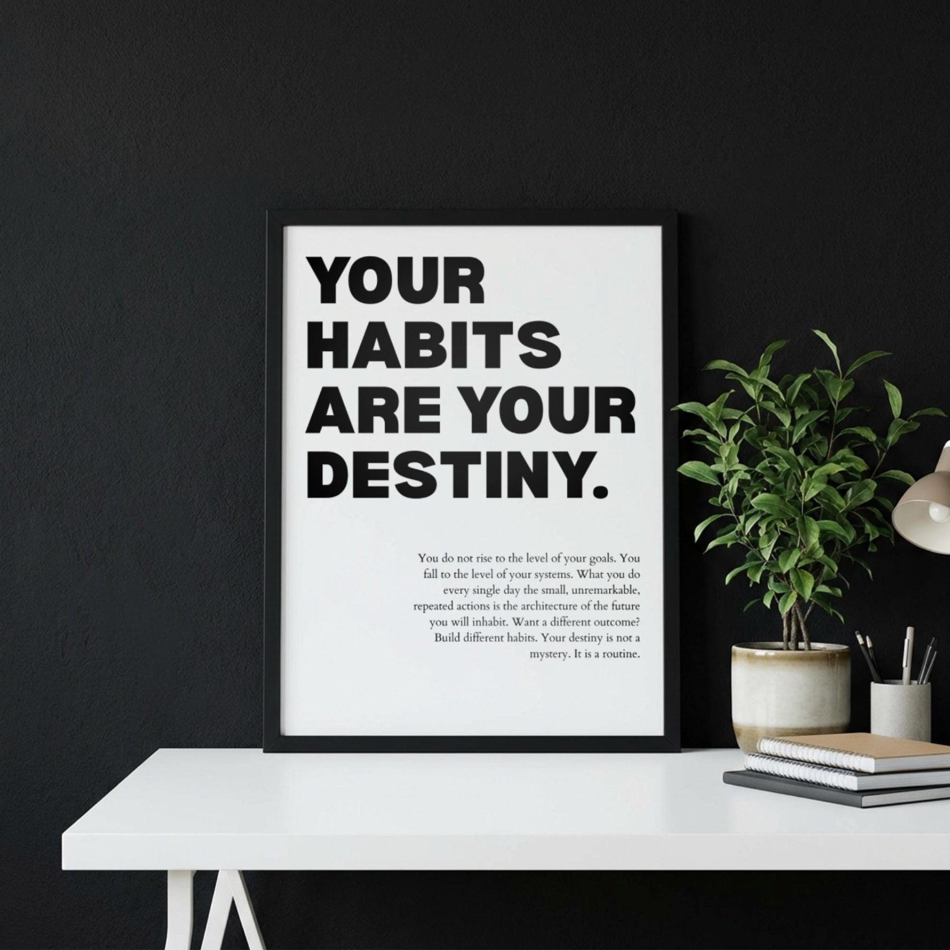Your Habits Are Your Destiny Poster | Powerful Motivational Wall Art | Success Quote | Modern Office Decor