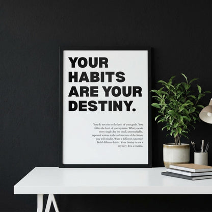 Your Habits Are Your Destiny Poster | Powerful Motivational Wall Art | Success Quote | Modern Office Decor