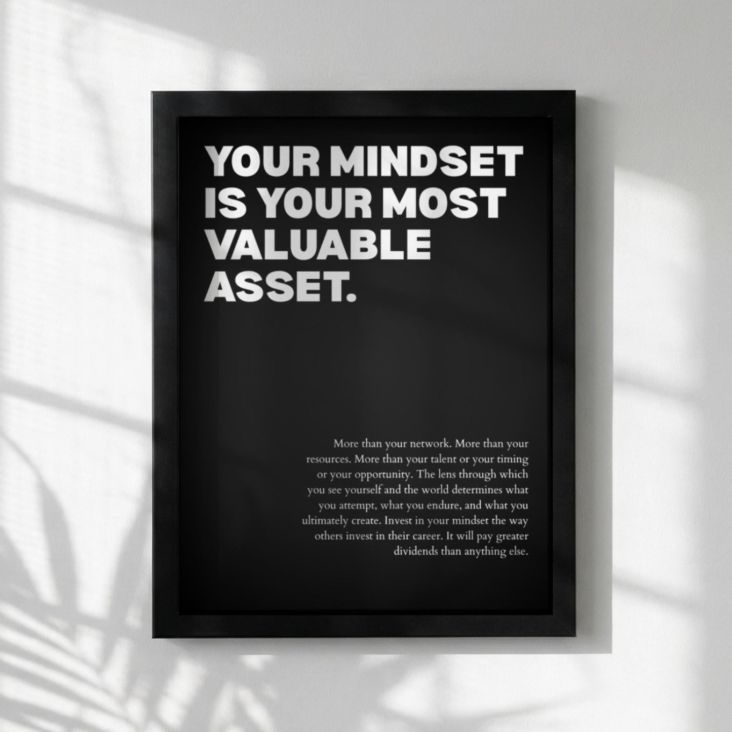 Your Mindset Is Your Most Valuable Asset Poster | Powerful Motivational Wall Art | Success Quote