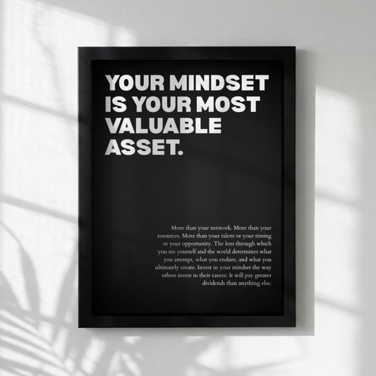 Your Mindset Is Your Most Valuable Asset Poster | Powerful Motivational Wall Art | Success Quote