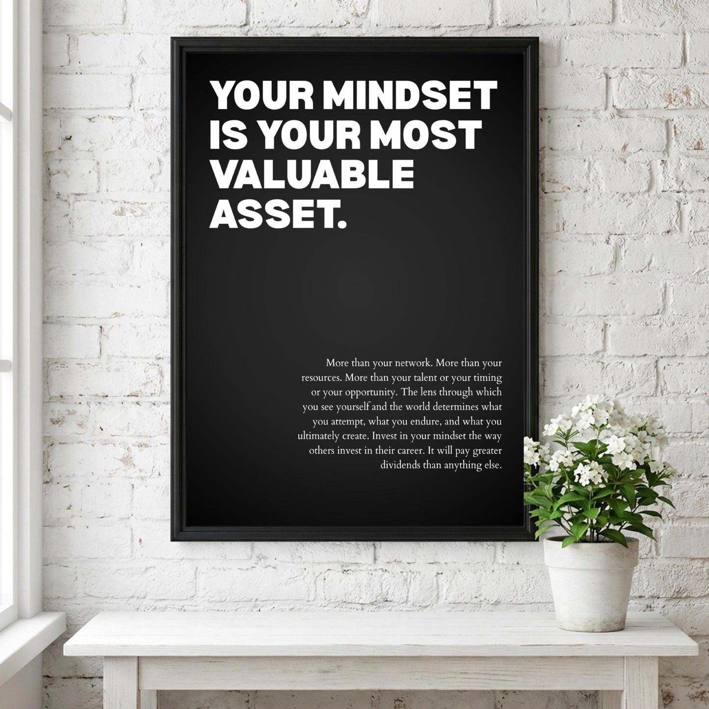 Your Mindset Is Your Most Valuable Asset Poster | Powerful Motivational Wall Art | Success Quote