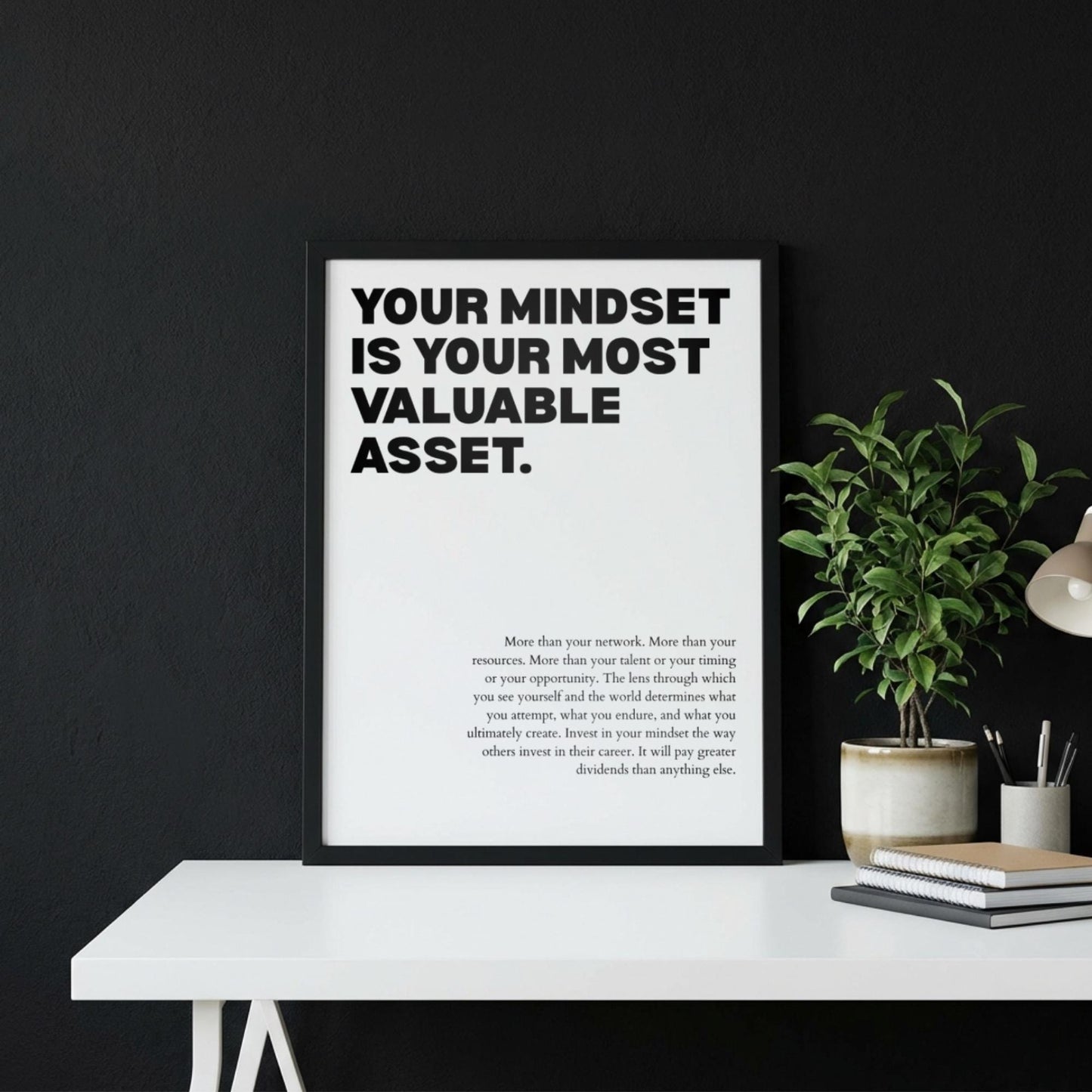 Your Mindset Is Your Most Valuable Asset Poster | Powerful Motivational Wall Art | Success Quote