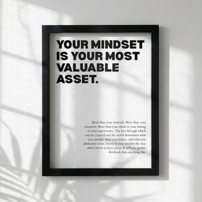 Your Mindset Is Your Most Valuable Asset Poster | Powerful Motivational Wall Art | Success Quote