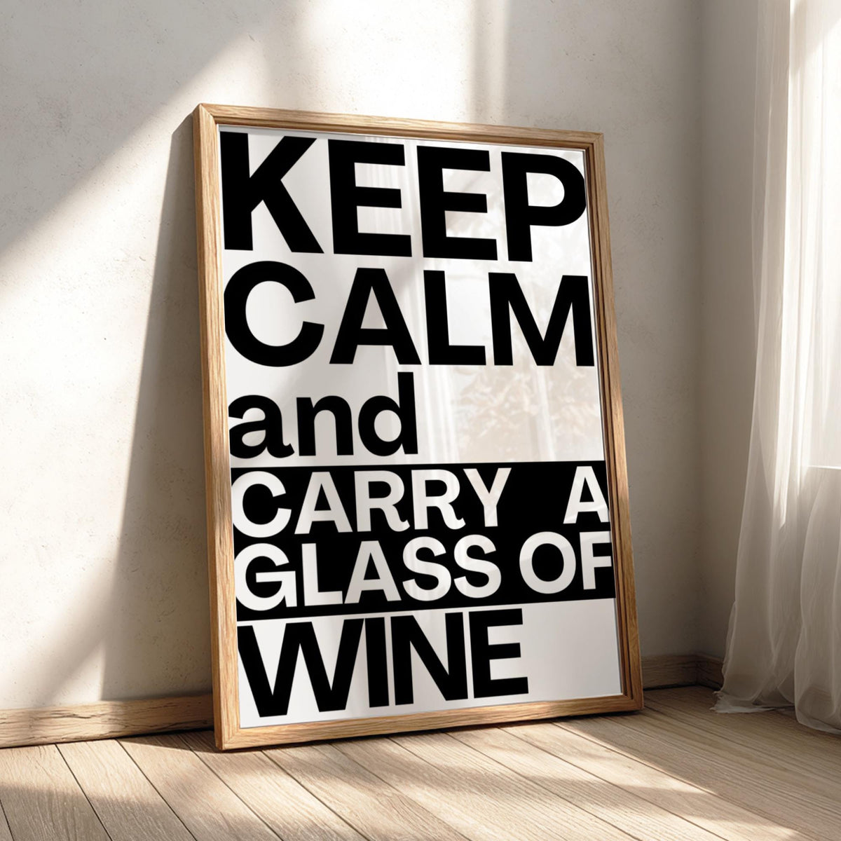 Carry a Glass of Wine Poster | Funny Wine Wall Art | Modern Bar Decor | Wine Lover Print | Home Bar Poster | Kitchen Quote Art