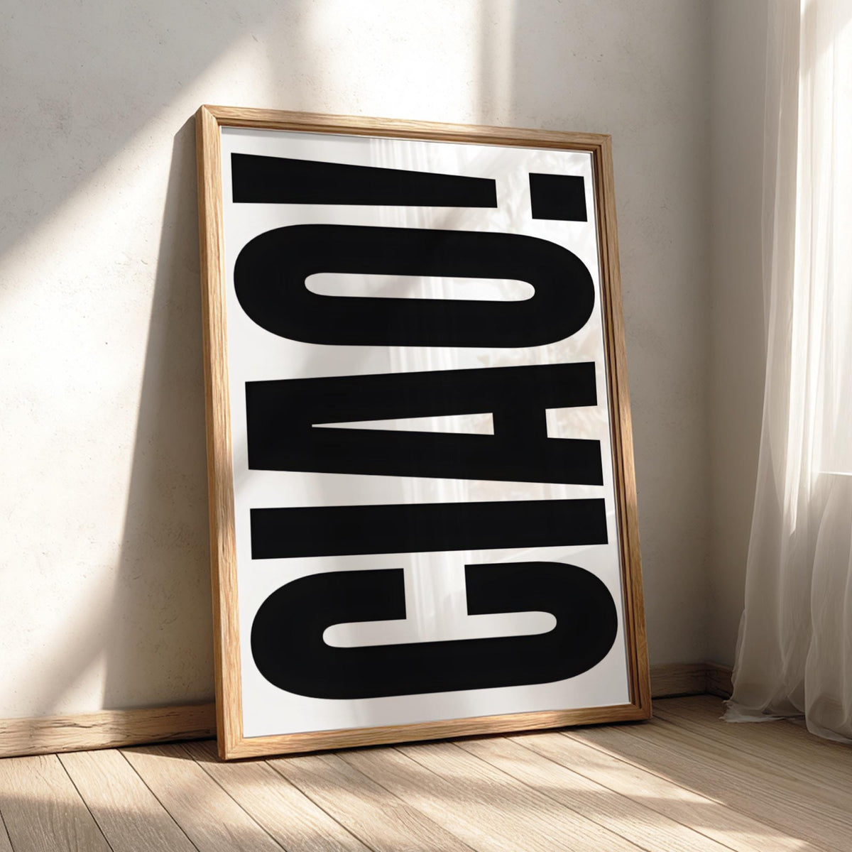 Ciao in Black | Minimalist Italian Wall Art Print | Modern Black Typography Poster | Elegant Home Decor for Bedroom Kitchen Bar Aesthetic