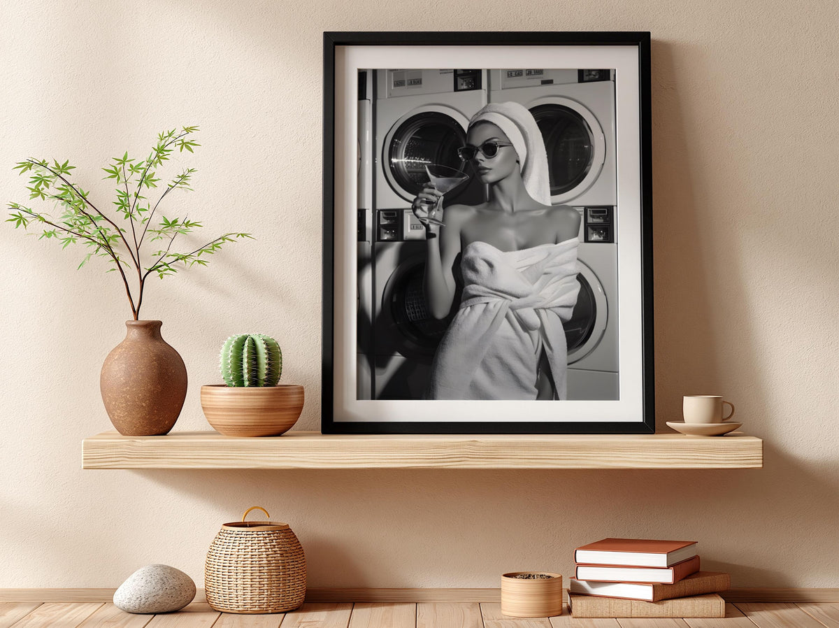 Girl In Bath | Minimalist Wall Art Print | Modern Bathroom Decor Poster | Elegant Home Spa Bedroom Bathroom Gallery Style Aesthetic Art