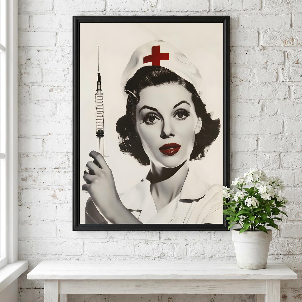 Retro Nurse | Vintage Style Wall Art Print | Modern Illustration Poster | Bedroom Living Room Bar Clinic Decor Gallery Style Aesthetic Art