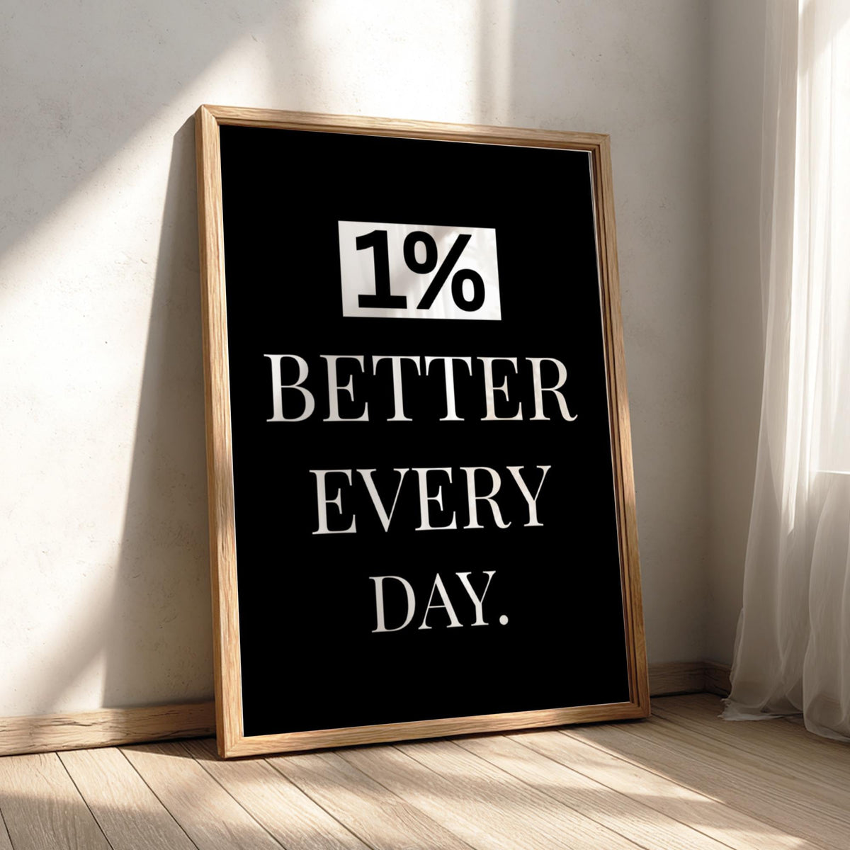 1% Better Every Day Poster | Motivational Wall Art | Self Improvement Quote | Discipline Mindset Print | Minimalist Office Decor