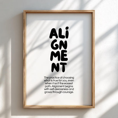 Alignment Poster | Dictionary Definition Print | Minimalist Word Wall Art | Modern Typography Decor | Inspirational Design