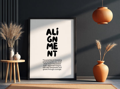 Alignment Poster | Dictionary Definition Print | Minimalist Word Wall Art | Modern Typography Decor | Inspirational Design