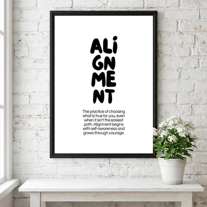 Alignment Poster | Dictionary Definition Print | Minimalist Word Wall Art | Modern Typography Decor | Inspirational Design
