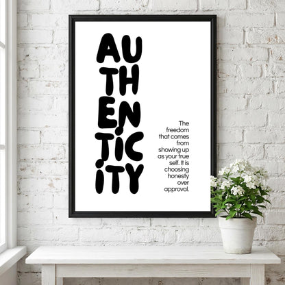 Authenticity Poster | Dictionary Definition Print | Minimalist Word Wall Art | Modern Typography Decor | Inspirational Design