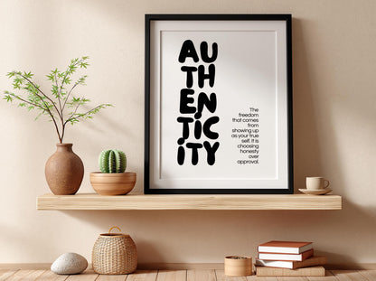 Authenticity Poster | Dictionary Definition Print | Minimalist Word Wall Art | Modern Typography Decor | Inspirational Design