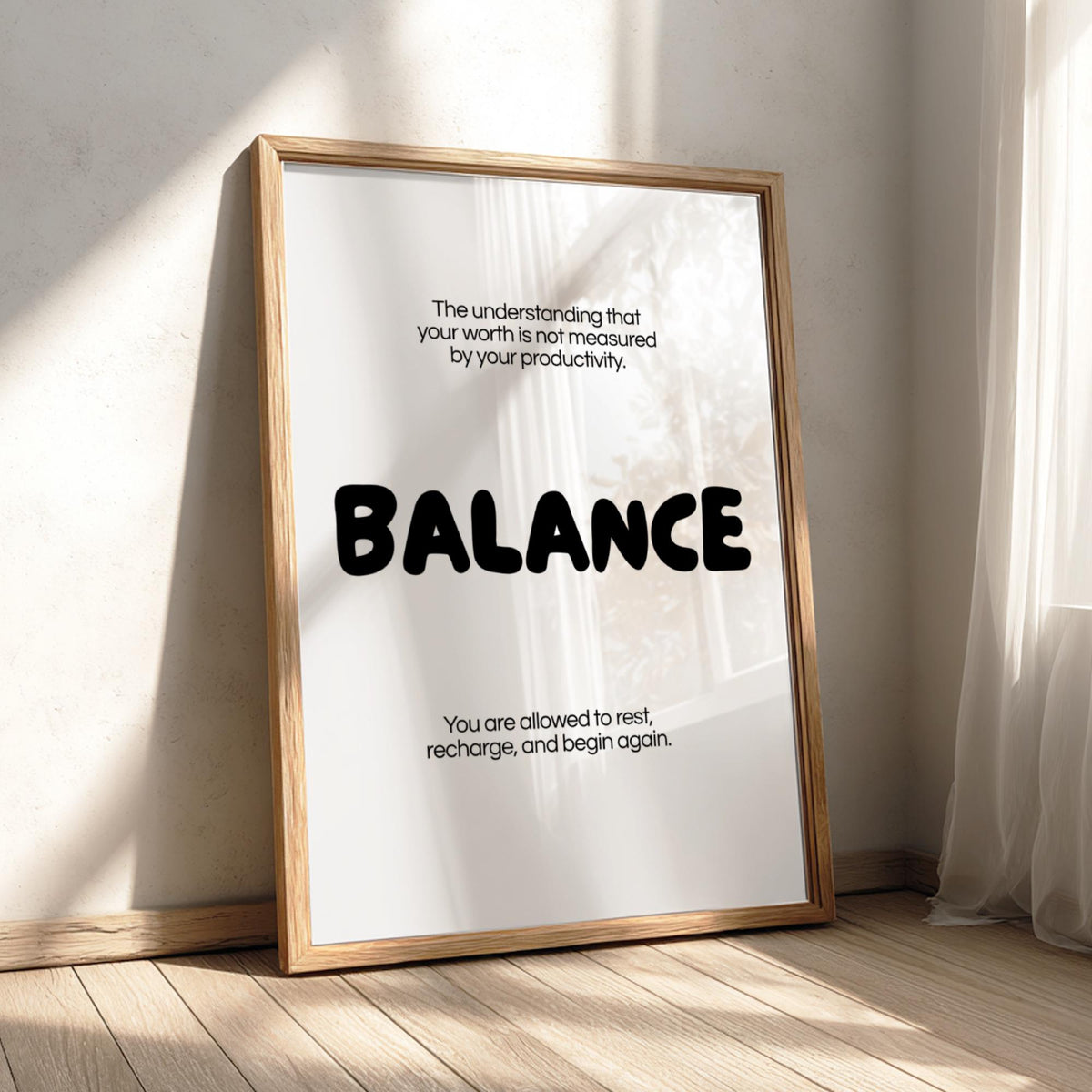 Balance Poster | Dictionary Definition Print | Minimalist Word Wall Art | Modern Typography Decor | Mindful Home Design