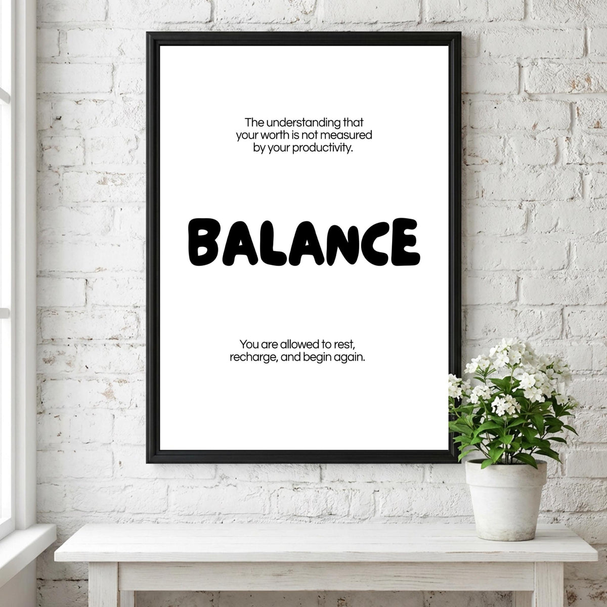 Balance Poster | Dictionary Definition Print | Minimalist Word Wall Art | Modern Typography Decor | Mindful Home Design