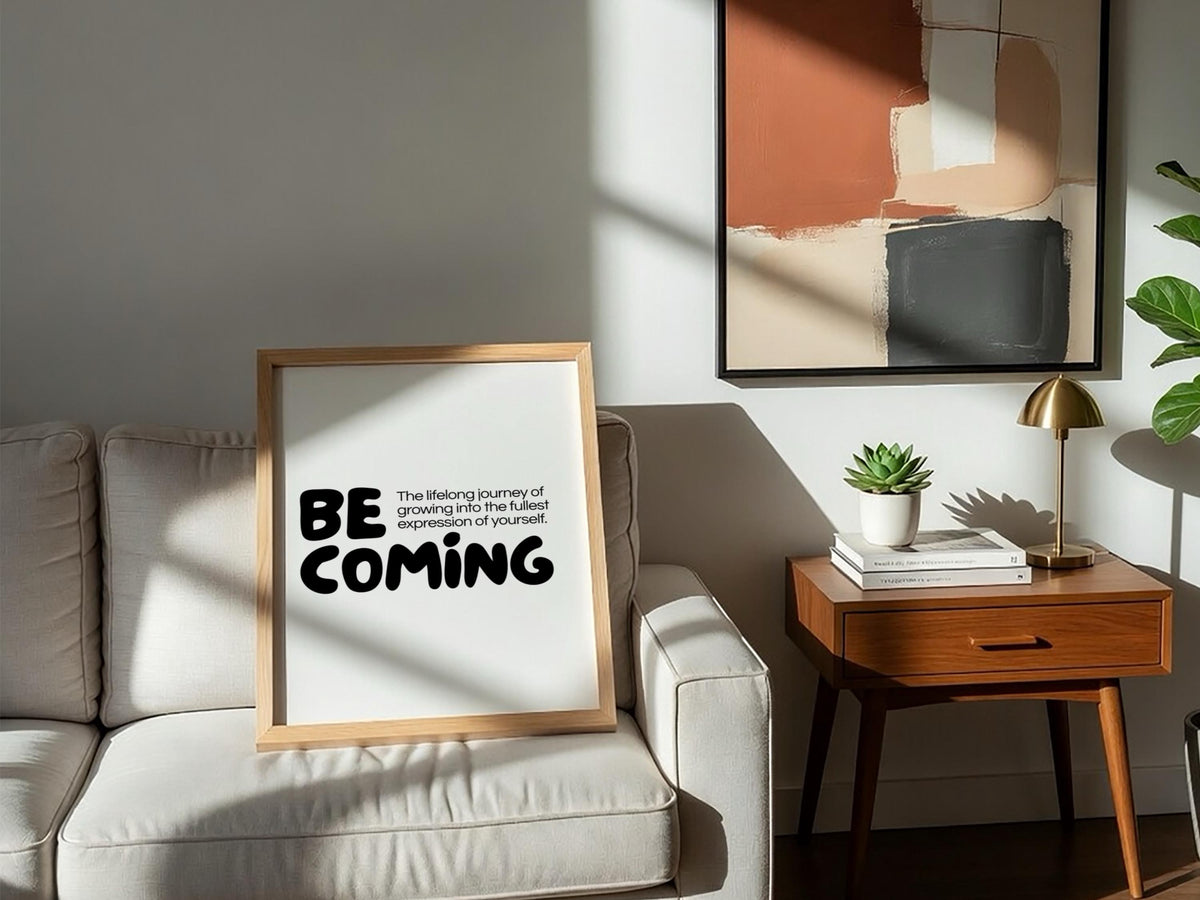 Becoming Poster | Dictionary Definition Print | Minimalist Word Wall Art | Modern Typography Decor | Inspirational Home Design