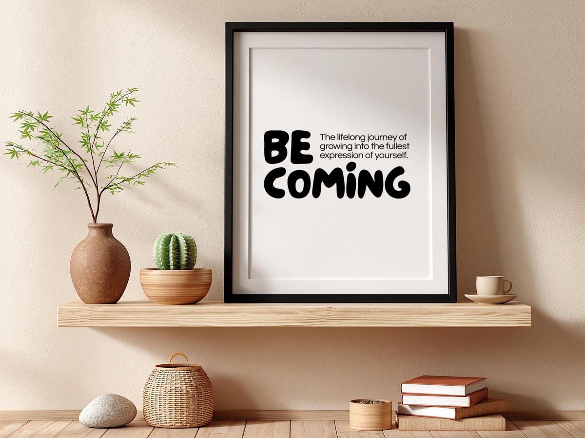 Becoming Poster | Dictionary Definition Print | Minimalist Word Wall Art | Modern Typography Decor | Inspirational Home Design