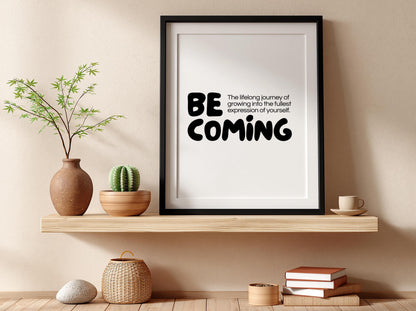 Becoming Poster | Dictionary Definition Print | Minimalist Word Wall Art | Modern Typography Decor | Inspirational Home Design