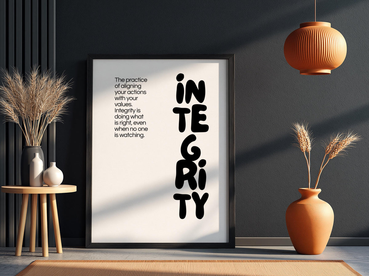 Integrity Poster | Dictionary Definition Print | Minimalist Word Wall Art | Modern Typography Decor | Values & Character Design