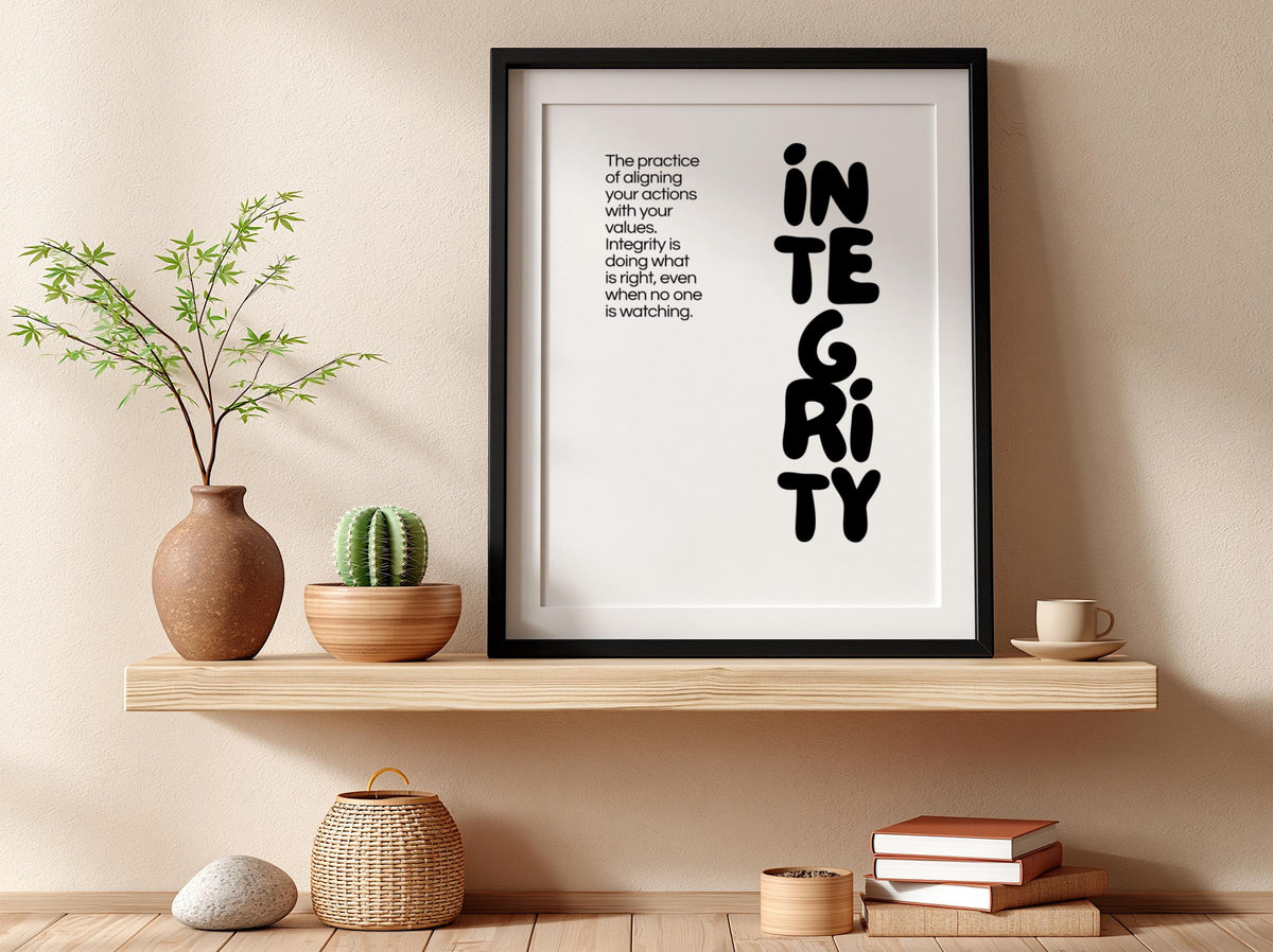 Integrity Poster | Dictionary Definition Print | Minimalist Word Wall Art | Modern Typography Decor | Values & Character Design
