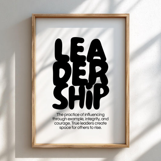 Leadership Poster | Dictionary Definition Print | Minimalist Word Wall Art | Modern Typography Decor | Success Mindset Design
