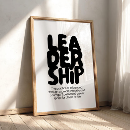 Leadership Poster | Dictionary Definition Print | Minimalist Word Wall Art | Modern Typography Decor | Success Mindset Design
