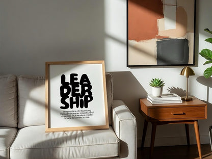 Leadership Poster | Dictionary Definition Print | Minimalist Word Wall Art | Modern Typography Decor | Success Mindset Design