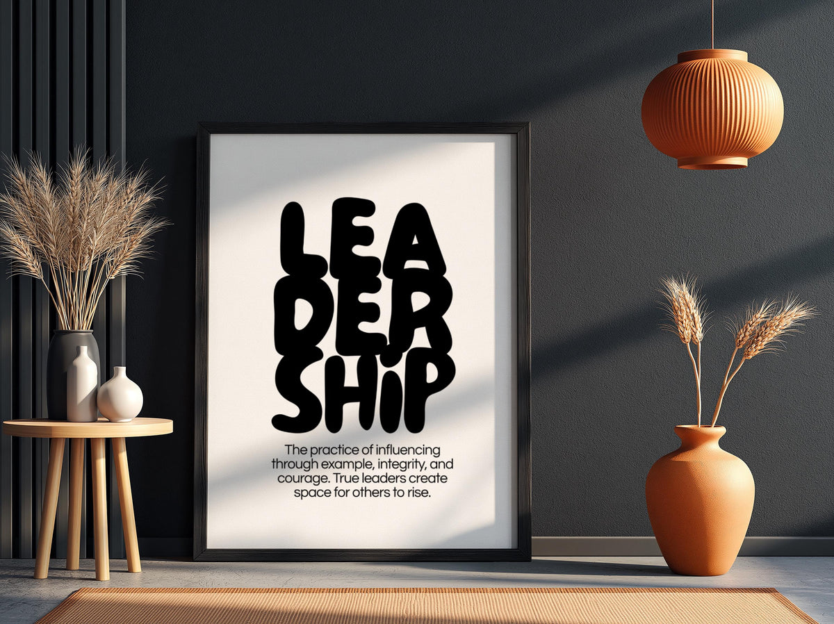 Leadership Poster | Dictionary Definition Print | Minimalist Word Wall Art | Modern Typography Decor | Success Mindset Design