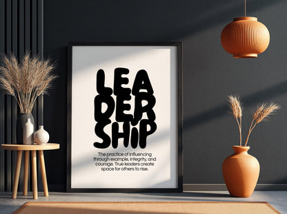 Leadership Poster | Dictionary Definition Print | Minimalist Word Wall Art | Modern Typography Decor | Success Mindset Design