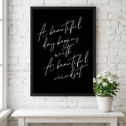 A Beautiful Mindset Poster | Powerful Black Wall Art | Motivational Quote Print | Bold Typography Decor | Dark Aesthetic Design
