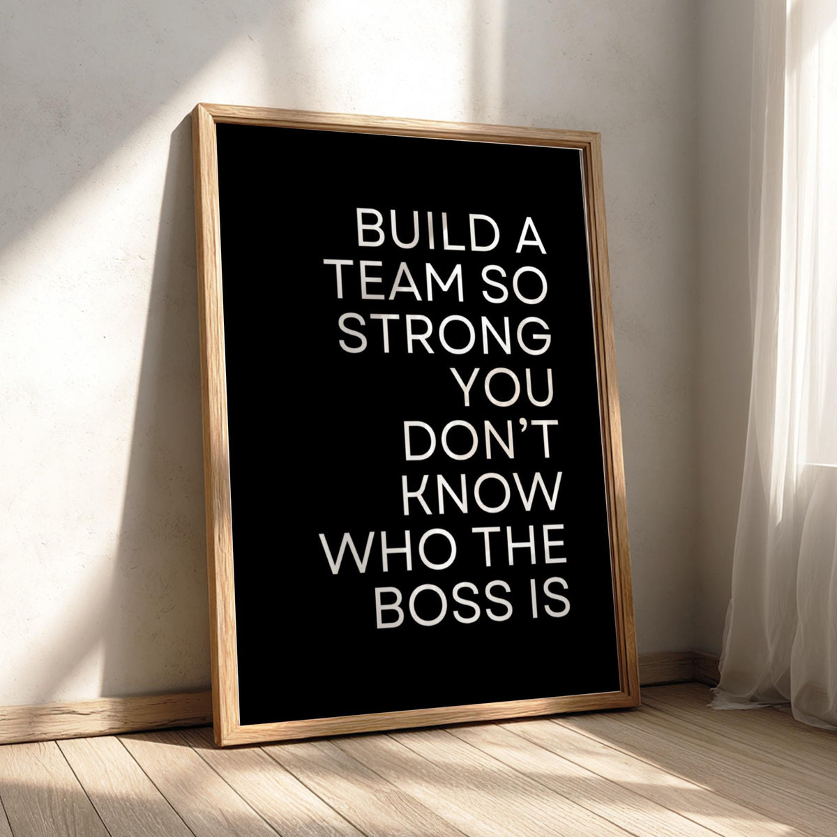 Build A Team Poster | Powerful Black Wall Art | Motivational Quote Print | Leadership Mindset Decor | Bold Typography Design