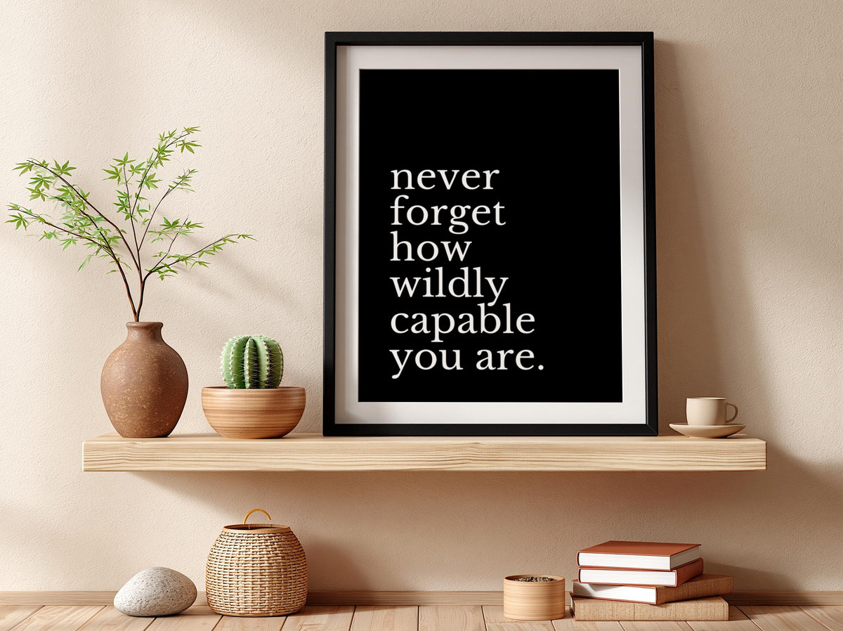 Never Forget Poster | Powerful Black Wall Art | Motivational Quote Print | Mindset Decor | Bold Typography Design