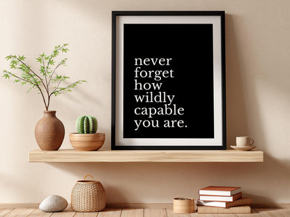 Never Forget Poster | Powerful Black Wall Art | Motivational Quote Print | Mindset Decor | Bold Typography Design