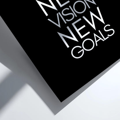 New Week New Vision New Goals Poster | Powerful Black Wall Art | Motivational Quote Print | Goal Setting Decor | Bold Typography Design