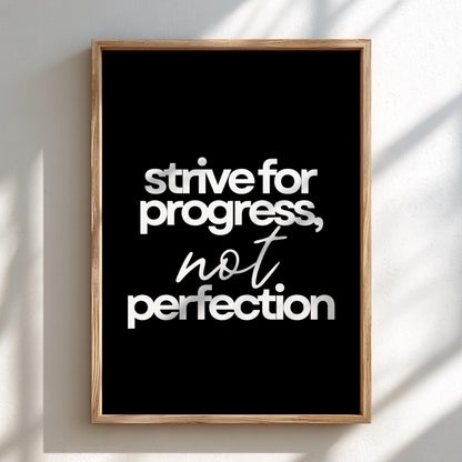 Not Perfection Poster | Powerful Black Wall Art | Motivational Quote Print | Growth Mindset Decor | Bold Typography Design