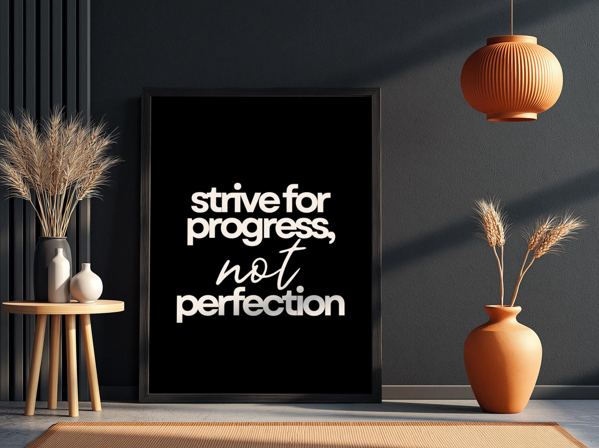 Not Perfection Poster | Powerful Black Wall Art | Motivational Quote Print | Growth Mindset Decor | Bold Typography Design