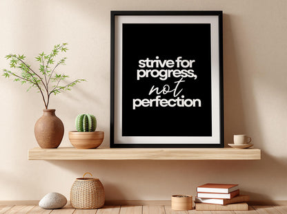 Not Perfection Poster | Powerful Black Wall Art | Motivational Quote Print | Growth Mindset Decor | Bold Typography Design