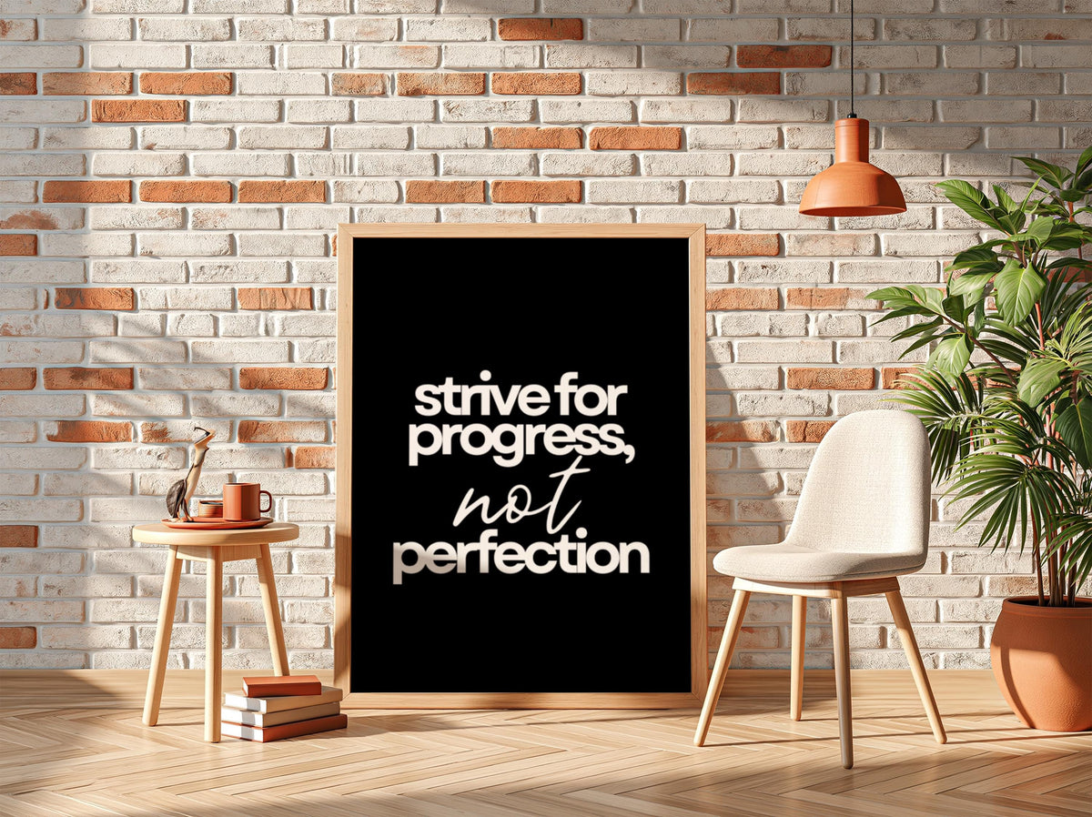 Not Perfection Poster | Powerful Black Wall Art | Motivational Quote Print | Growth Mindset Decor | Bold Typography Design