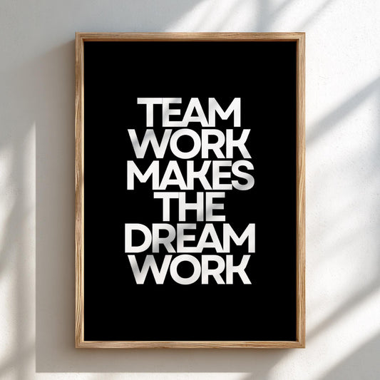 Team Work Poster | Powerful Black Wall Art | Motivational Quote Print | Collaboration Mindset Decor | Bold Typography Design