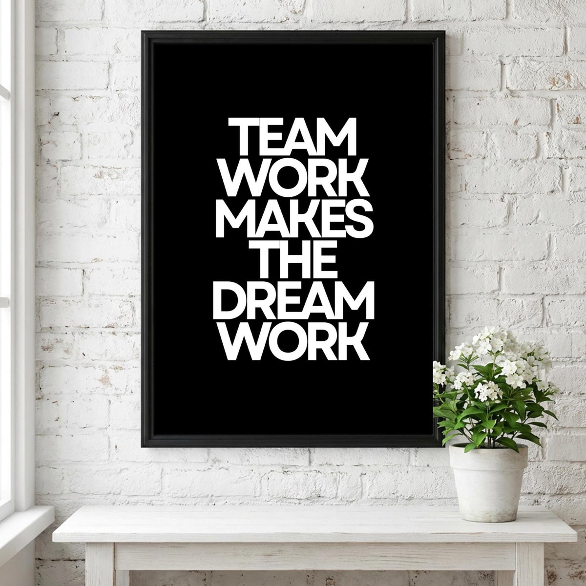 Team Work Poster | Powerful Black Wall Art | Motivational Quote Print | Collaboration Mindset Decor | Bold Typography Design