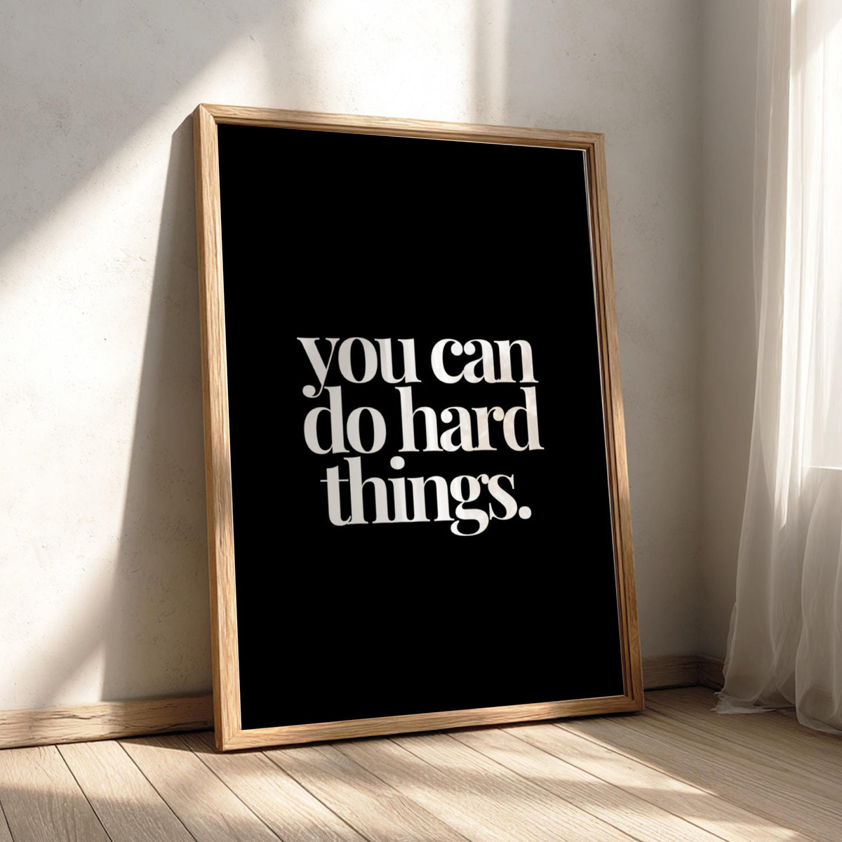 You Can Do Hard Things Poster | Powerful Black Wall Art | Motivational Quote Print | Resilience Mindset Decor | Bold Typography Design