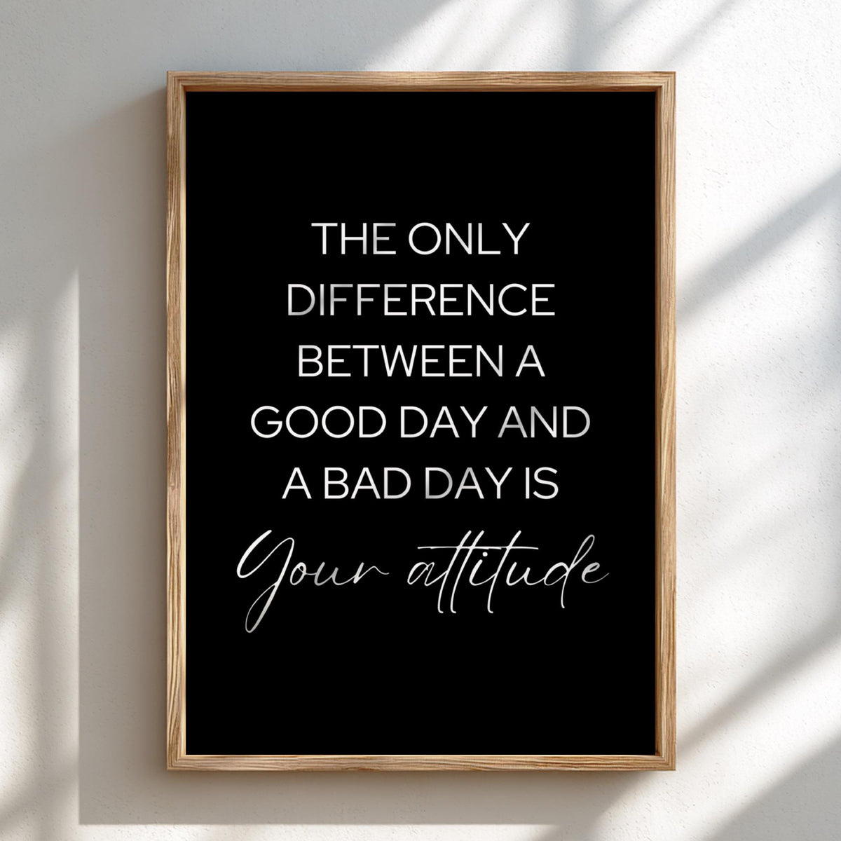 Your Attitude Poster | Powerful Black Wall Art | Motivational Quote Print | Mindset Decor | Bold Typography Design