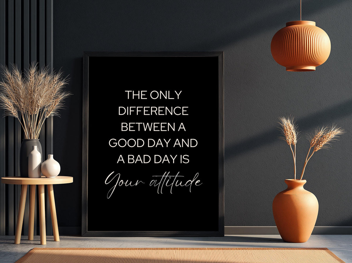 Your Attitude Poster | Powerful Black Wall Art | Motivational Quote Print | Mindset Decor | Bold Typography Design