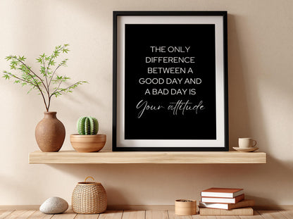 Your Attitude Poster | Powerful Black Wall Art | Motivational Quote Print | Mindset Decor | Bold Typography Design