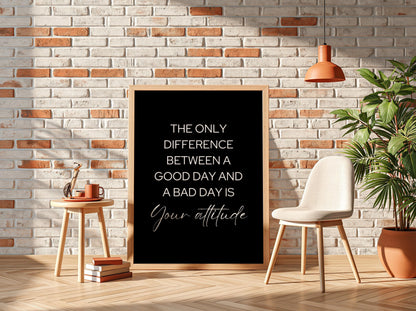 Your Attitude Poster | Powerful Black Wall Art | Motivational Quote Print | Mindset Decor | Bold Typography Design