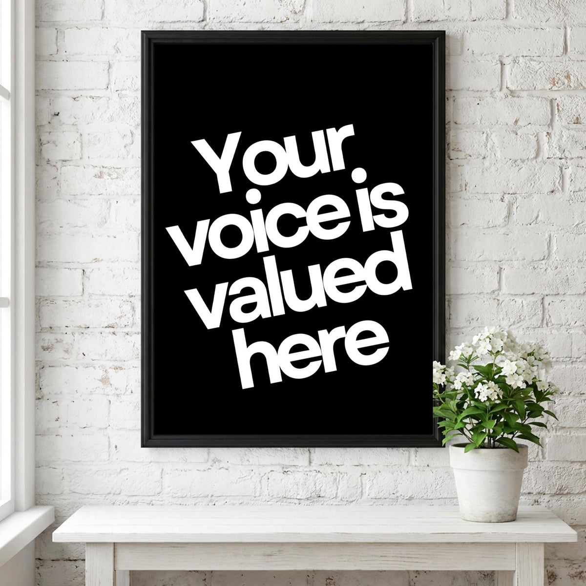 Your Voice Poster | Powerful Black Wall Art | Motivational Quote Print | Leadership Mindset Decor | Bold Typography Design
