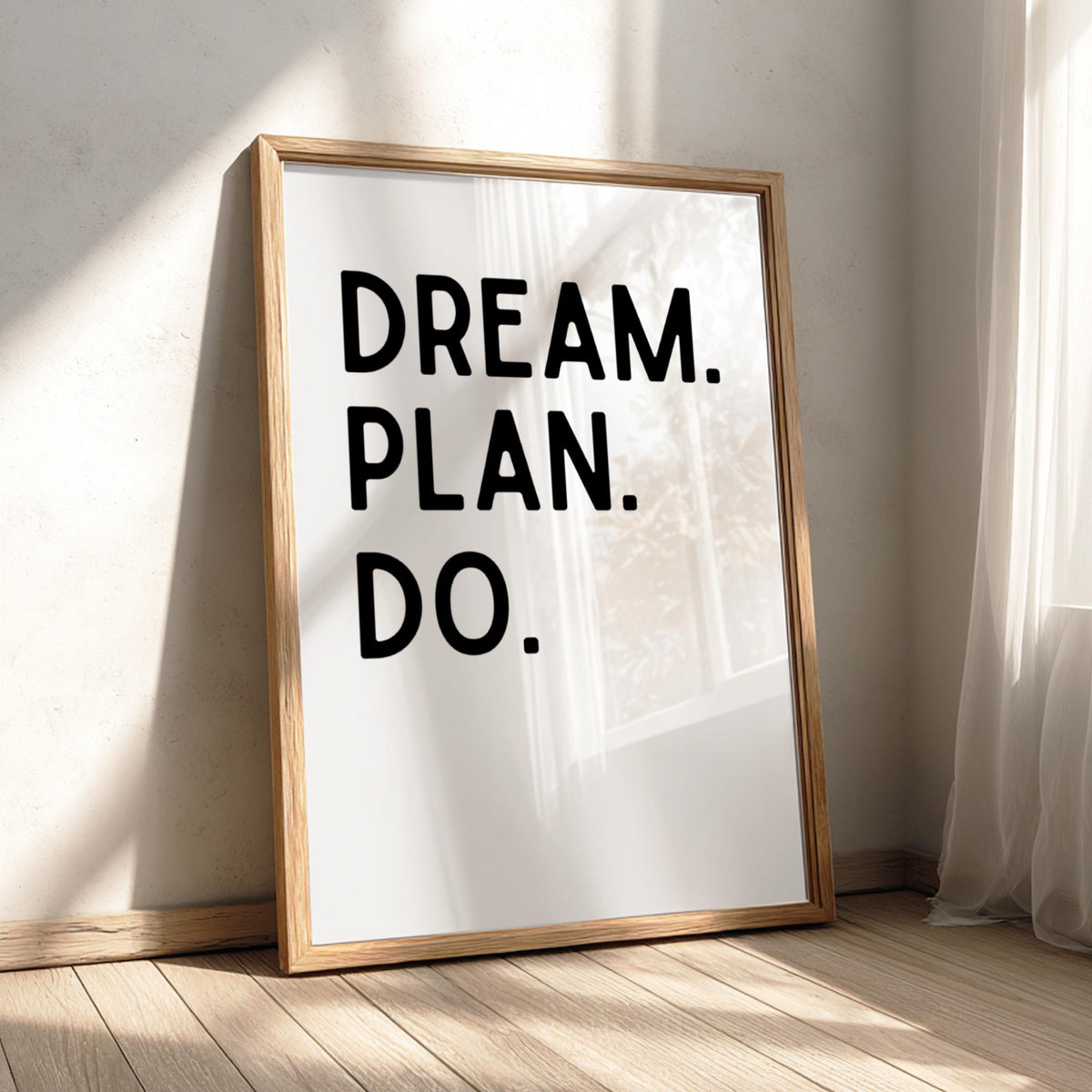 Dream Plan Do Poster | Powerful White Wall Art | Motivational Quote Print | Action Mindset Decor | Bold Typography Design