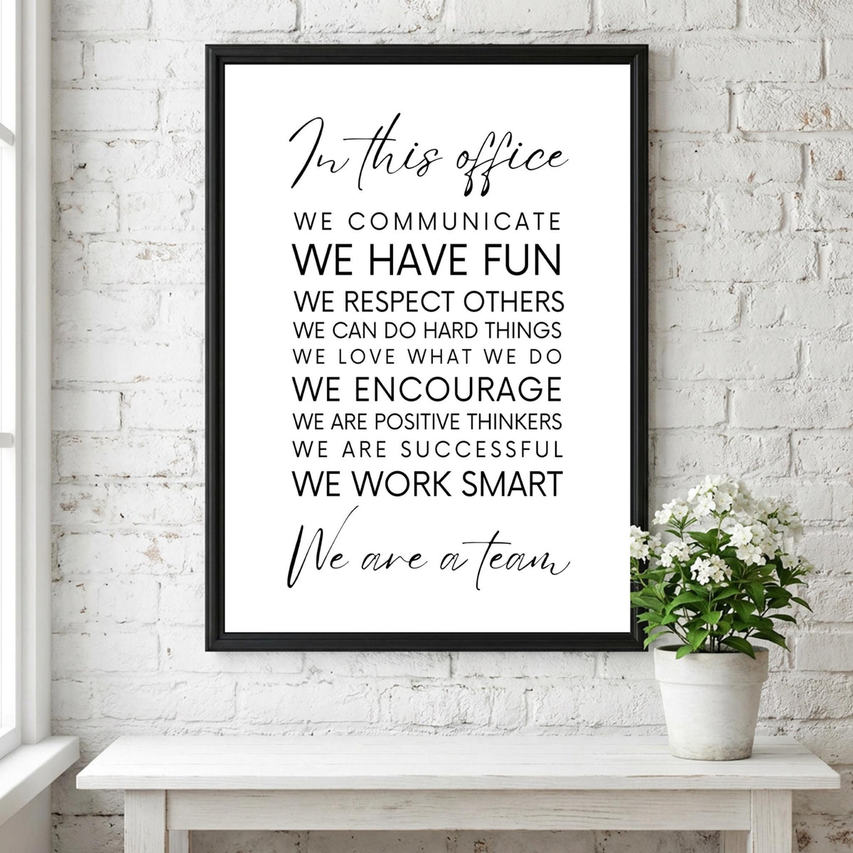 In This Office Poster | Powerful White Wall Art | Motivational Quote Print | Work Ethic Decor | Bold Typography Design