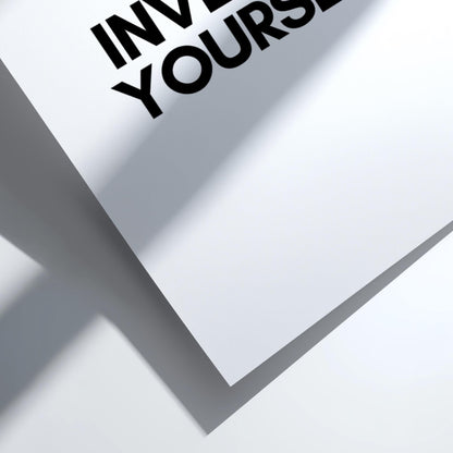 Invest In Yourself Poster | Powerful White Wall Art | Motivational Quote Print | Self Growth Mindset Decor | Bold Typography Design